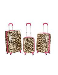 Rockland Luggage 3 Piece Leopard Upright Set