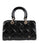 Plusminus Women's Leather Patent Leather Diamond Texture Tote Bag Black