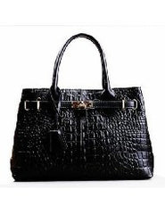 Crocodile Embossed Leather Latest Design Padlock Decoration Star's Street Handag Hobo Tote Bag Shopper Satchel...